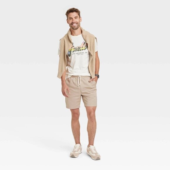 XXL - Mens 7in Everyday Pull-On Shorts - Goodfellow Co - Light Taupe - Picture 4 of 7